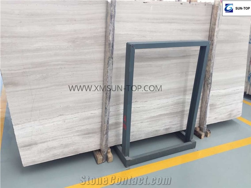 White Wooden Marble/ China White Line Marble Big Slab/ Grey White Waves Marble Slabs
