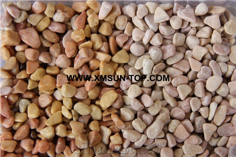Yellow Marble Tumbled Pebbles/Light Yellow Pebbles/Round Pebbles/Pebble for Landscaping Decoration/Wall Cladding Pebble/Flooring Paving Pebble