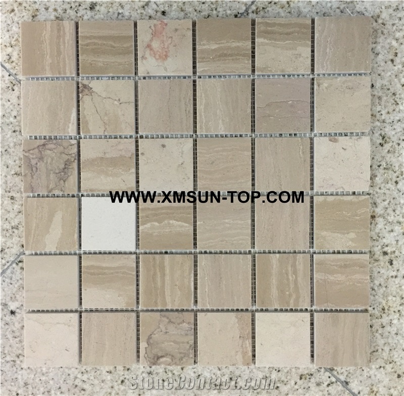 Yellowish-Brown Square Stone Mosaic/Natural Stone Mosaic/Stone Mosaic Patterns/Wall Mosaic/Floor Mosaic/Interior Decoration/Customized Mosaic Tile/Mosaic Tile for Bathroom&Kitchen&Hotel Decoration