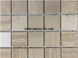 Yellowish-Brown Square Stone Mosaic/Natural Stone Mosaic/Stone Mosaic Patterns/Wall Mosaic/Floor Mosaic/Interior Decoration/Customized Mosaic Tile/Mosaic Tile for Bathroom&Kitchen&Hotel Decoration