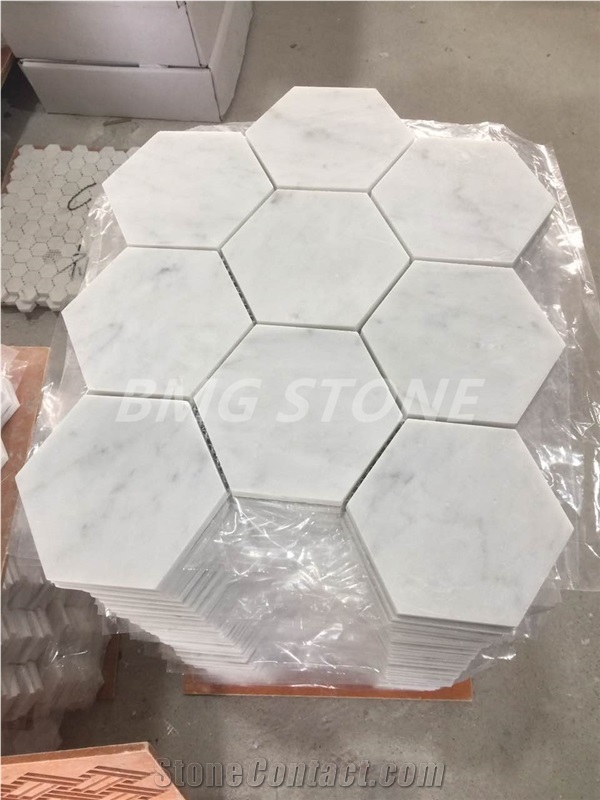Carrara White Marble Hexagon Mosaic 305x263x10mm Wall and Floor Marble Mosaic