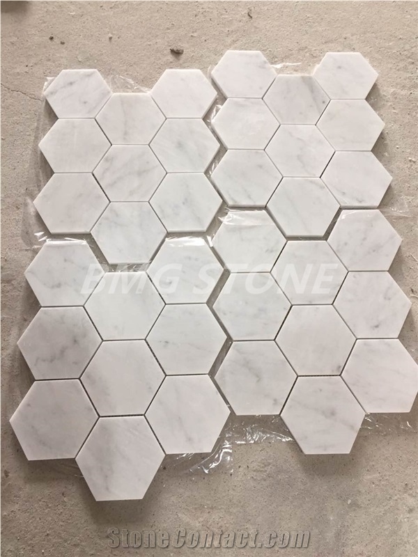 Carrara White Marble Hexagon Mosaic 305x263x10mm Wall and Floor Marble Mosaic