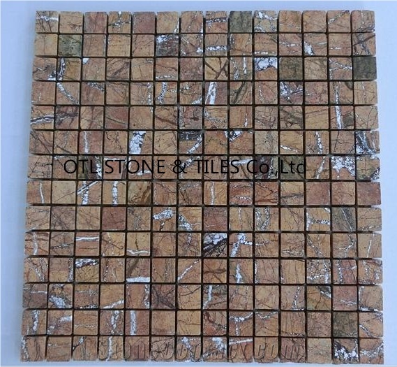Rain Forest Marble Mosaic Tiles /Stone Mosaic / Brown Marble Mosiac / Polished Mosaic / Wall Mosaic / Mosaic Tiles/Bathroom Mosaic Tiles