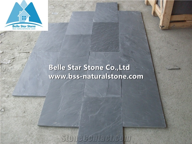 Black Honed Face Slate Floor Tiles,Charcoal Grey Honed Slate Wall