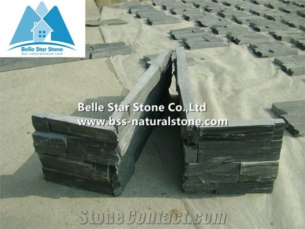 Black Split Face Slate Stacked Stone Charcoal Grey Culture Stone