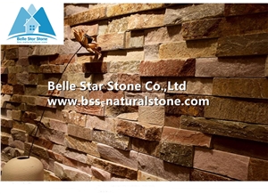 Oyster Quartzite Wall Cladding,Gold Rush Culture Stone,Natural Ledger Stone,White Gold Stacked Stone Veneer,Quartzite Z Stone Cladding,Exterior Wall Tiles