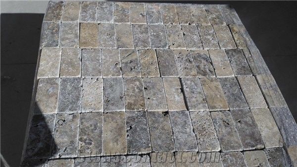 Silver Travertine Tumbled 3x6 Or 7 5x15x1 Cm From Turkey