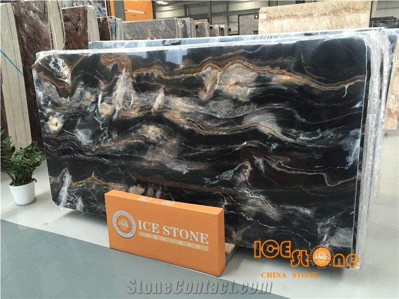 Chinese Black Gold Louis Agate Polished Marle Tiles & Slabs/China Louis Gold/Guinness/Wall Covering/Floor/Exclusive Material/Gorgeous Pattern