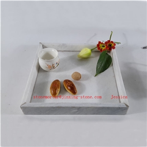 Square White Marble Tea or Coffee Tray /Stone Marble Tray