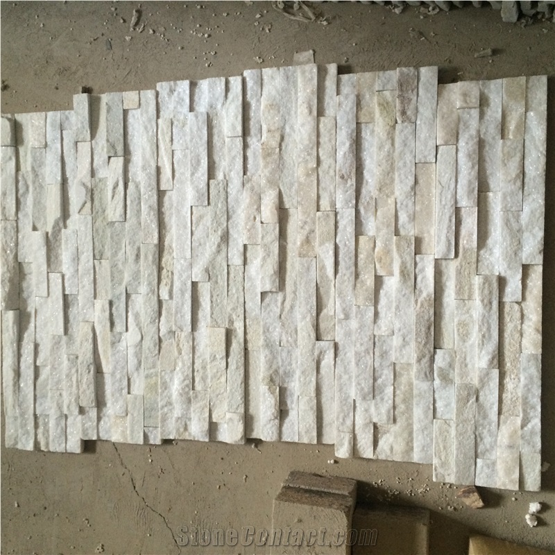Natural White Quartzite Cultured Stone, Crystal White Quartzite Wall Cladding
