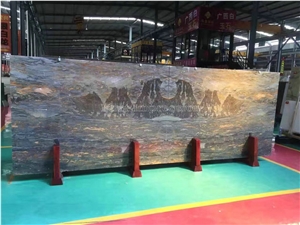 Andes Mountains Landscape Marble Big Slab for Tv Wall/Bookmatching Marble Panels/Hot Sale Luxury Marble Slabs and Tiles/Good Price Bookmatching Stone Tiles/Brown Marble