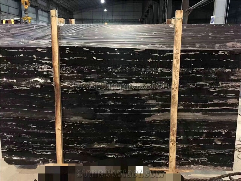 Cheapest and Popular China Silver Dragon Black Marble/New Polished Big Slabs/Tiles for Wall and Floor Covering/Skirting/Natural Building Stone with White Lines/Quarry Owner Manufacturers