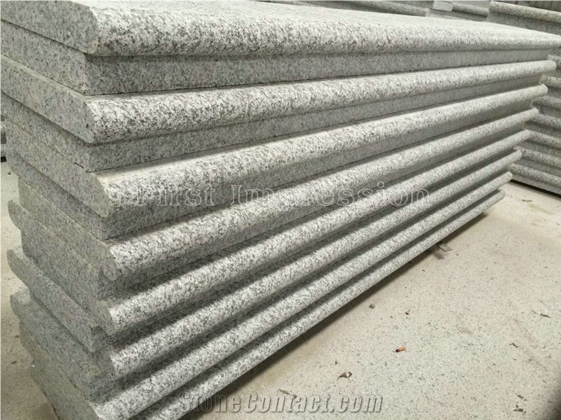 China G623 Light Grey Granite/Sesame White Flamed Granite Steps/Cheap Bianco Crystal Granite in Stairs Steps/Beveled Long Edge/Treads and Risers/Natural Building Stone Interior