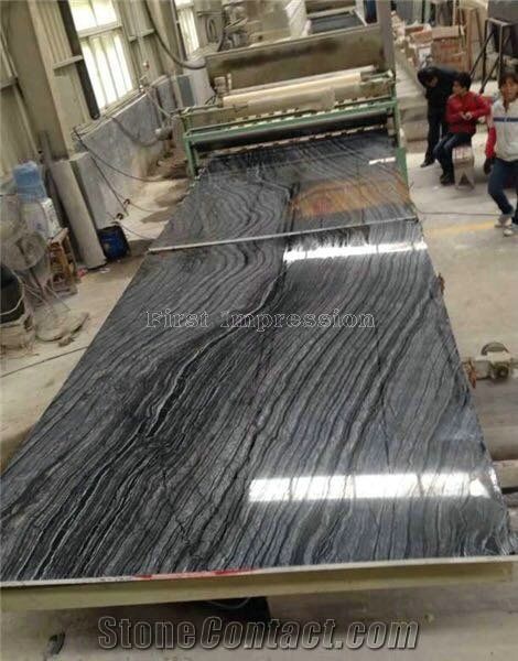 China Zebra Marble Big Tile Slab Chinese Dark Wooden Grain Black