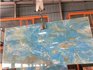 New Polished Blue Onyx Slabs & Tiles/Blue Onyx Polished Slabs for Wall and Floor Covering Tiles/Pure Blue Onyx Cut to Size/Onyx Tv Wall/Hot Sale Luxury Blue Onyx Big Slabs