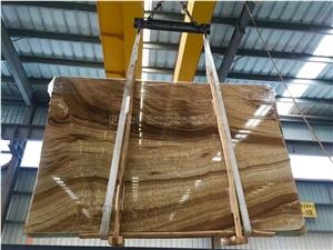 Popular Yellow Wood Grain Onyx Slabs & Tiles/China Dark Yellow Onyx Slabs for Tv & Sofa Wall/Best Price Wooden Onyx Big Slabs/Luxury Brown Onyx/Hot Sale Onyx Slab