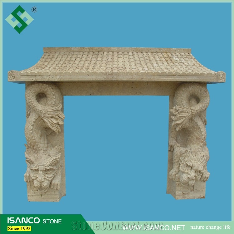Western Style Natural Artifical Marble Decorative Polished Fireplace for Construct Decoration
