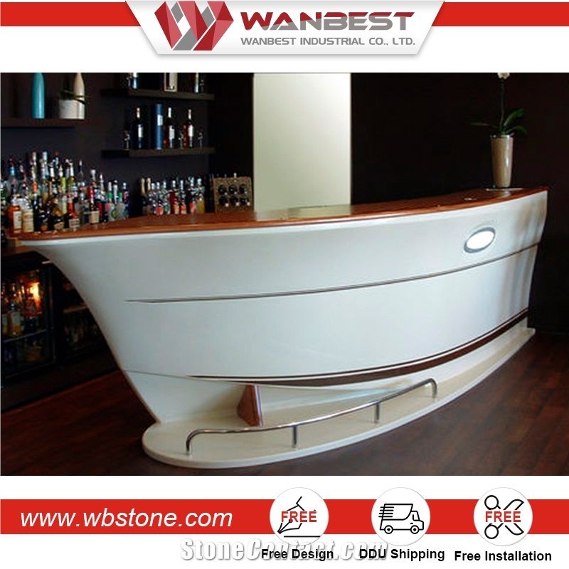 Boat Shaped Bar Counter Bar Height Breakfast Table Manmade Stone Tabletops