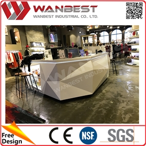 Convenience Store Counter Lobby Desks Solid Surface Front Office Furniture