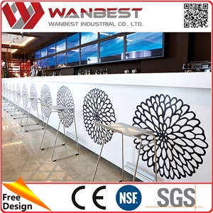 Custom Design Elegant White High Gloss Solid Surface Restaurant Bar Counter Design from China