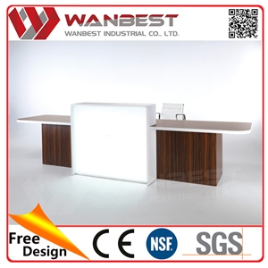 Led Lighitng Hospital Reception Desk with Wood Cabinet and Customized Logo