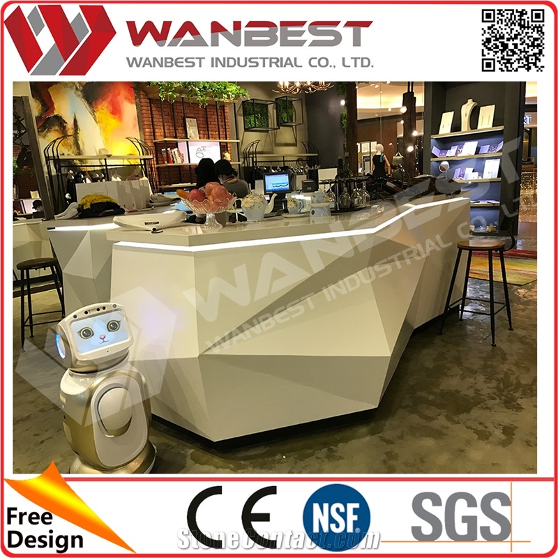 Luxury Design Vinyl Reception Seating Manmade Stone Tabletops Front Office Table Design