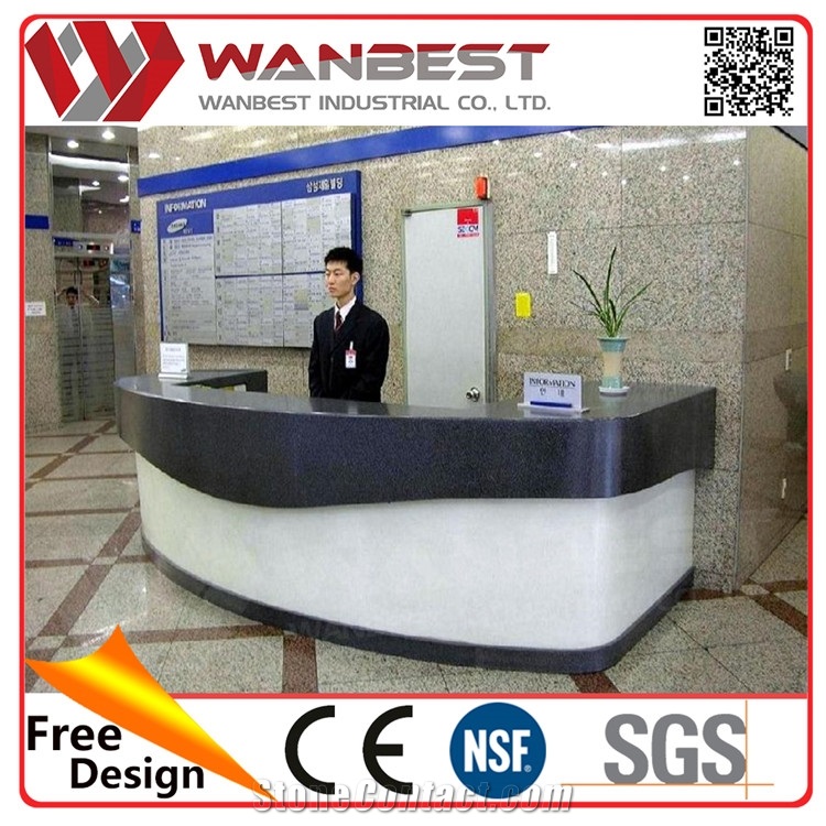 Modern Hotel Reception Counter Design Artificial Marble Information Reception Counter