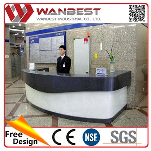 Modern Hotel Reception Counter Design Artificial Marble Information Reception Counter