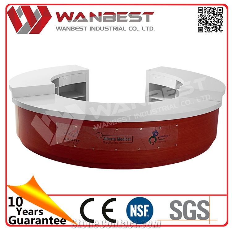 Modern Round Artificial Marble Reception Desk Solid Surface Reception Counter