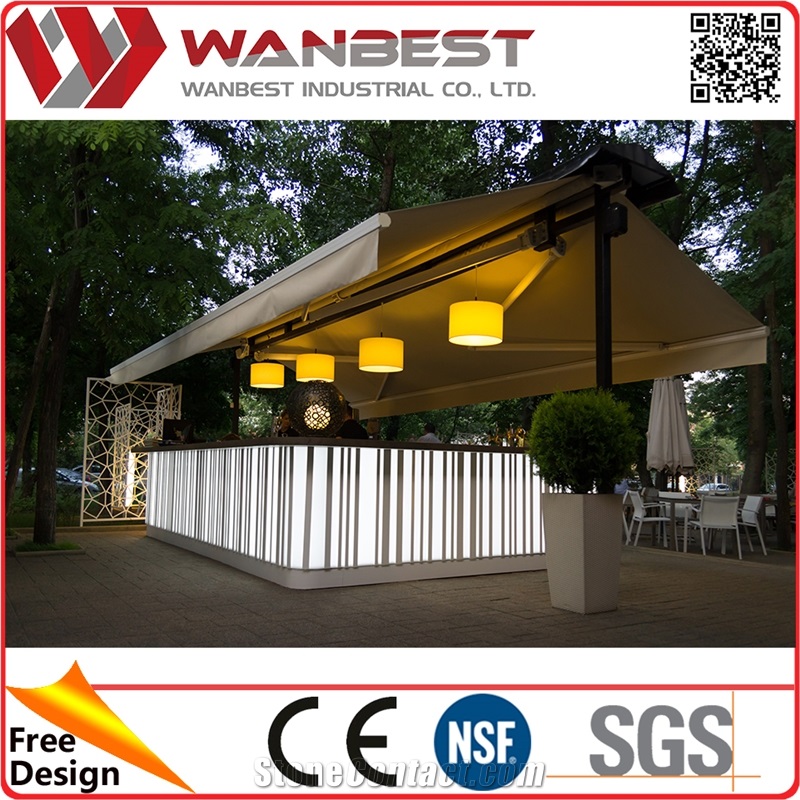 Outdoor Modern Led Lighting Solid Surface Stone Top Bar Counter