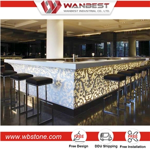 Popular Wholesale Yellow Color Pub Table and Chair Set Solid Surface Marble Custom Home Bars