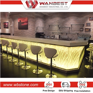 Popular Wholesale Yellow Color Pub Table and Chair Set Solid Surface Marble Custom Home Bars