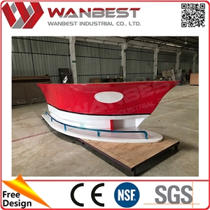 Red Color Artificial Stone Solid Surface Boat Bar Furniture