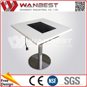 Square Arfitificial Marble Top Fast Food Restaurant Hot Pot Dining Table