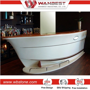 Wanbest Solid Surface Stone Bar Table Boat Shaped Home Bar Custom Bar Accessories