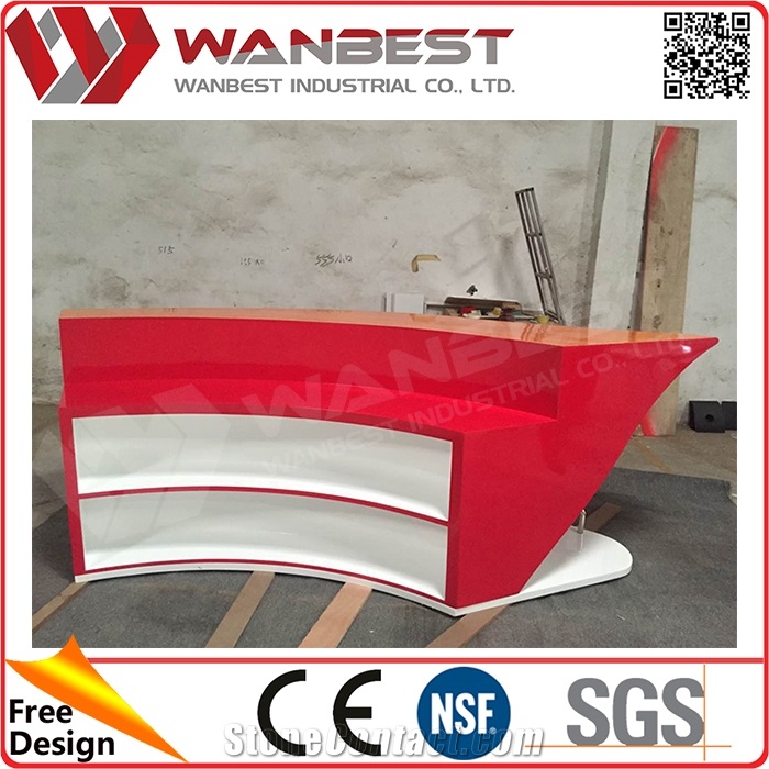 Wholesale Red and White Boat Shaped Bar Counter Acrylic Bar Table