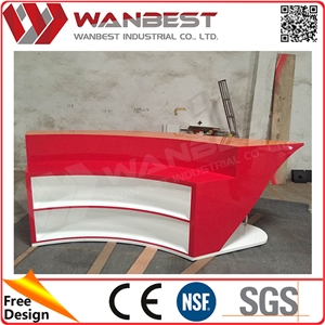 Wholesale Red and White Boat Shaped Bar Counter Acrylic Bar Table