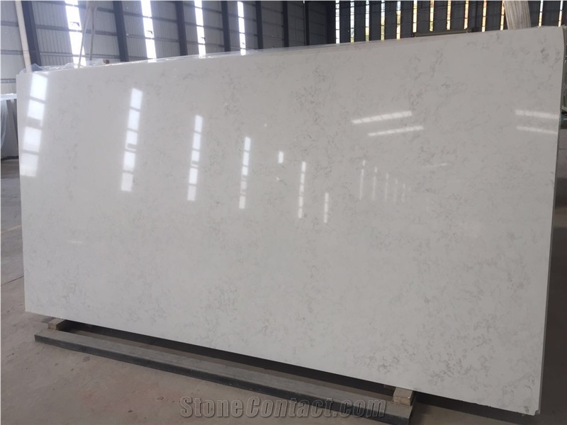 Artificial Quartz Stone Bs3102 Carrara Series Quartz Stone Solid Surfaces Polished Slabs & Tiles Engineered Stone for Hotel Kitchen Bathroom Counter Top Walling Panel Environmental Building Material
