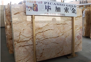 Good Price High Quality Polished Picasso Gold Marble,Picasso Golden Marble,Golden Picasso Marble Tiles & Slabs & Cut-To-Size for Floor Covering and Wall Cladding