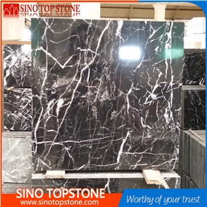 China Black Marble with White Vein Black Marquina Marble Tiles