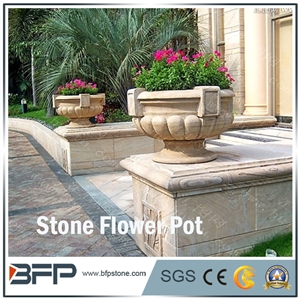 G602 Granite Flower Pot for Landscaping, Grey Granite Flower Pot