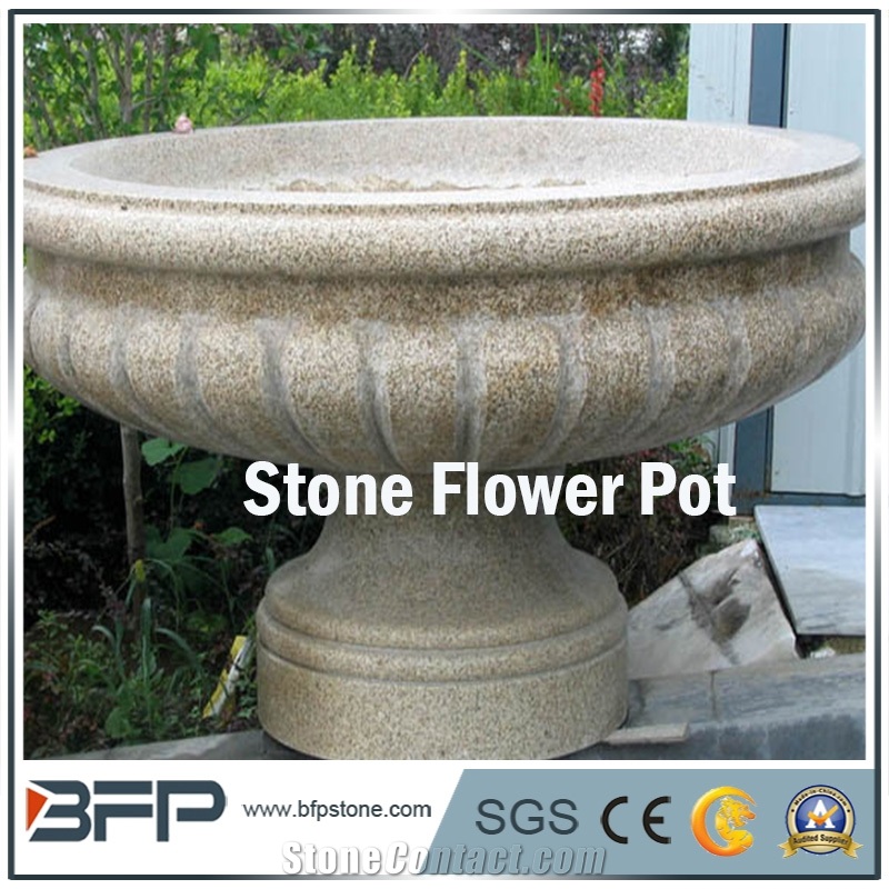 G602 Granite Flower Pot for Landscaping, Grey Granite Flower Pot