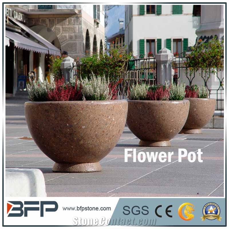 Granite Flower Pots Stand Planter Box, White Granite Flower Pots, Flower Vases, Exterior Flower Pot