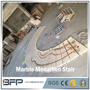Marble Medallion Step in Staircases High End Commercial Building Project Case