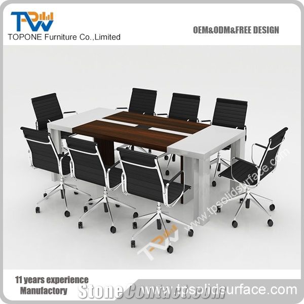 8 Seats Simple Design White Acrylic Solid Surface