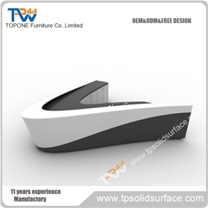 Curved Modern Design Acrylic Solid Surface Office Reception Desk Furniture, Artificial Marble Stone Office Reception Counter Tops, Stone Office Furniture for Sale