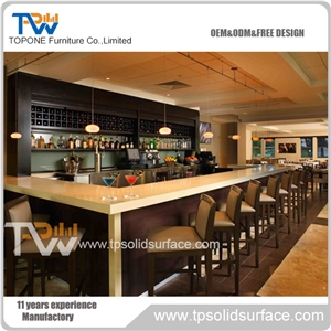 Wooden Restaurant Bar Counter with Acrylic Solid Surface Bar Table Tops for Sale