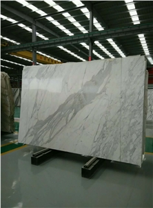 Calacatta Carrara Marble Tiles & Slabs, White Polished Marble
