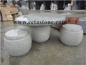 Grey Granite Garden Table&Chairs&Outdoor Table Sets&Exterior Stone Table&Garden Chairs
