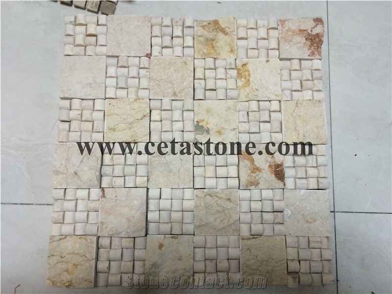Polished Mosaic&Wall Mosaic&Marble Mosaic&Yellow Color Mosaic&Black Mosaic&Interior Stone Mosaic